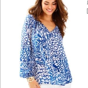 Lilly Pulitzer Willa Top in True Navy Home Slice